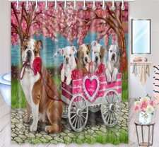 Bulldog Shower Curtain Personalized Hooks Many Dog Designs NWT