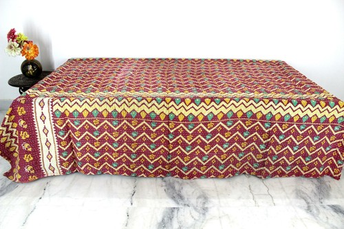 Manta de cama bohemia de algodón hecha a mano india Kantha Quilt vintage f - Imagen 3 de 5