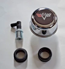 Chrome Valve Cover Breather & Grommet  PCV Valve fits Chevrolet 454 FLAGS NEW