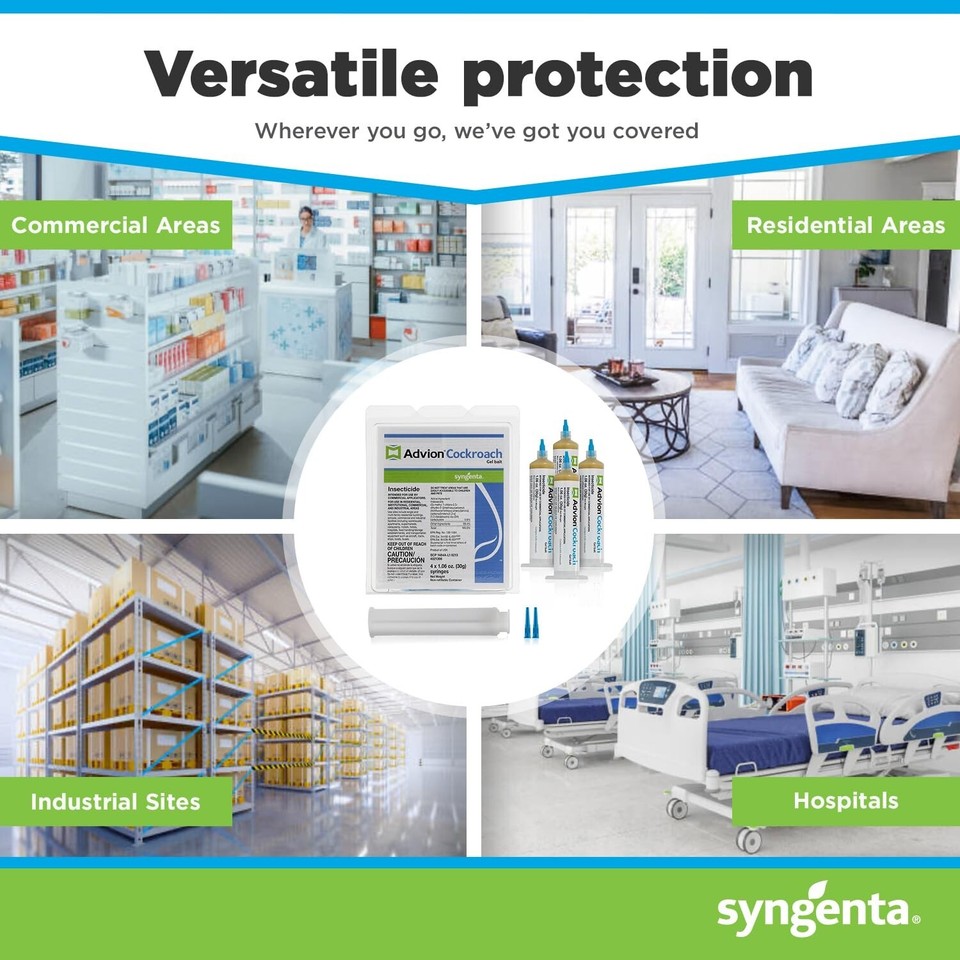 Advion Cockroach Gel Bait, 4 Tubes x 30Grams, 1 Plunger and 2 Tips