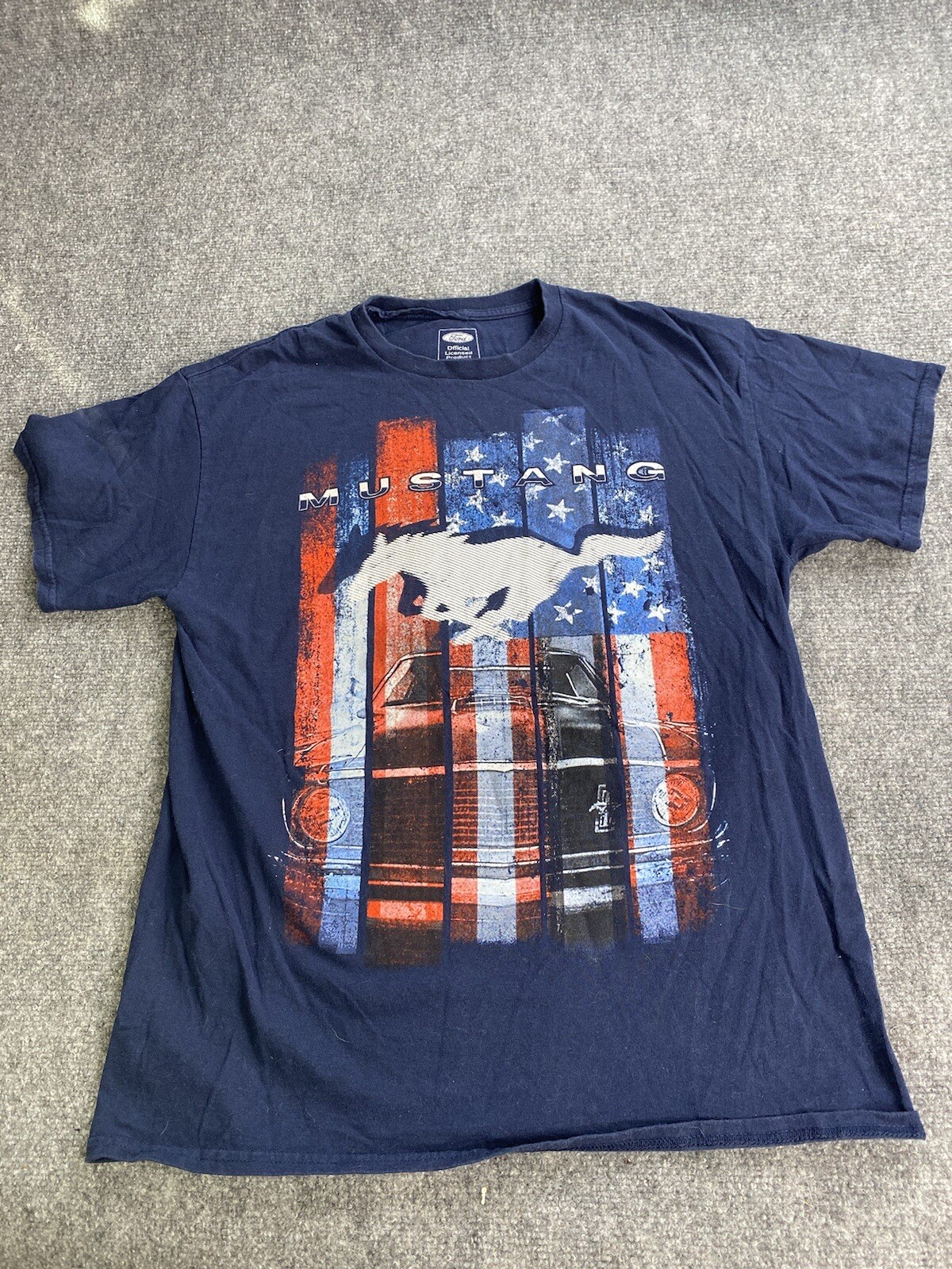 PONY T shirt Ford Mustang uomo grande blu grafica maglietta logo auto classiche cavallo