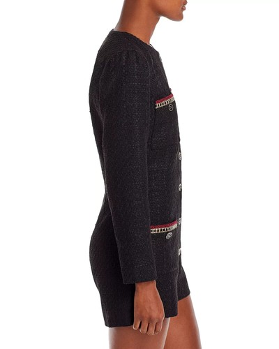 Aqua Womens Black Tweed Romper Size Medium Color Black Red & Gold - Afbeelding 6 van 11