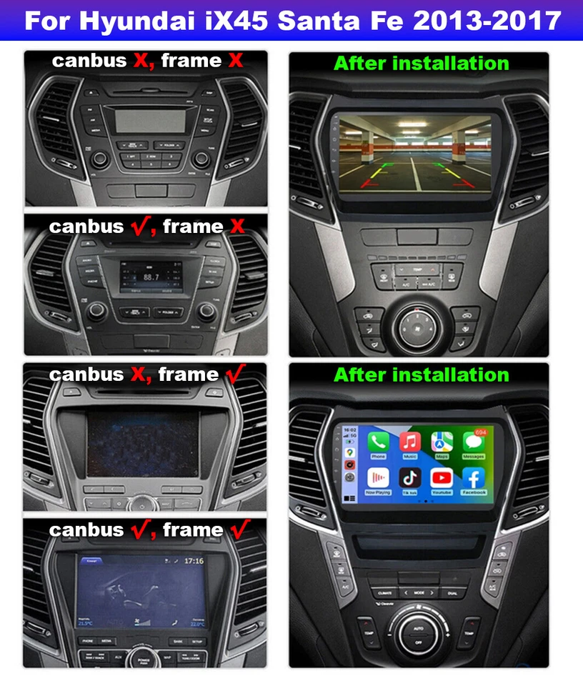 fit for Carplay Car Stereo Radio GPS Navi FM For Hyundai Santa Fe IX45 2013-2018 - Изображение 3 из 4