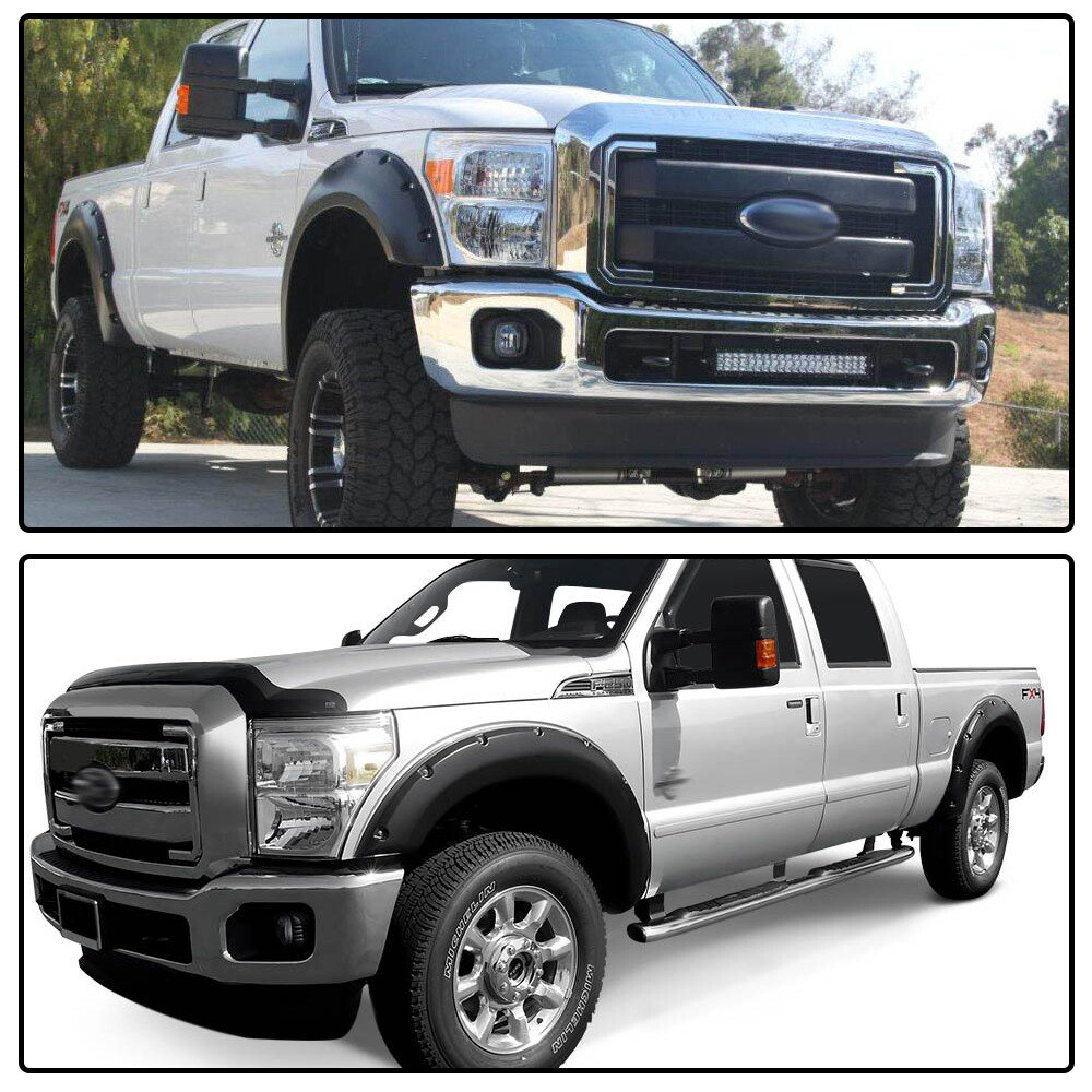 Textured Pocket Rivet Fender Flares Fit For Ford F-250 F-350 Super Duty 2011-16