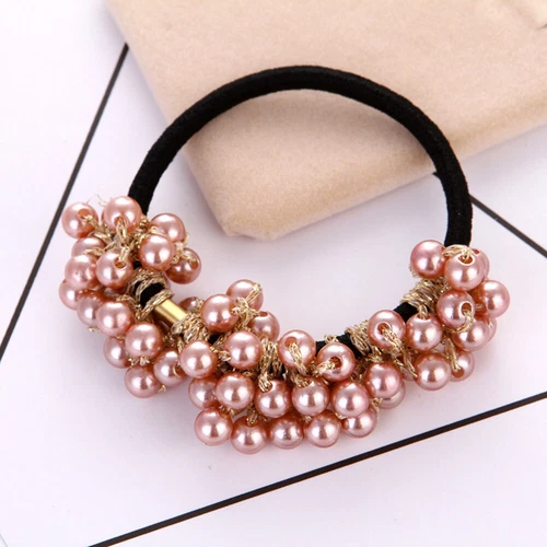 Pearls Beaded Ponytail Holder Girls Scrunchies Elastic Hair Bands Rubber Rope US - Picture 18 of 27