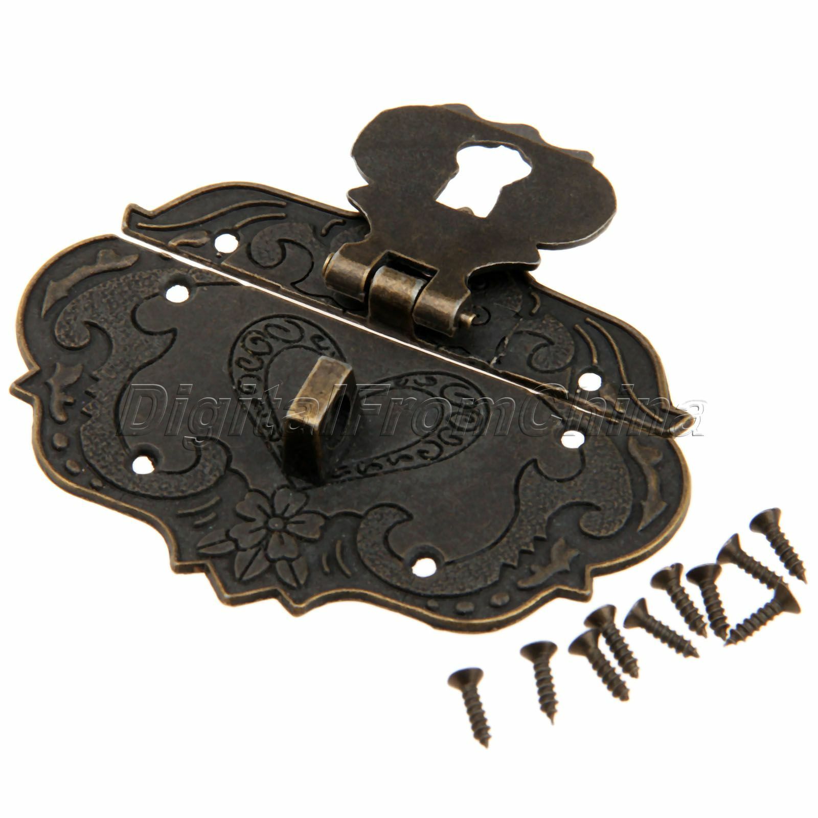 Antique Brass Embossing Decorative Jewellery Box Latch Trinket Box Hasp