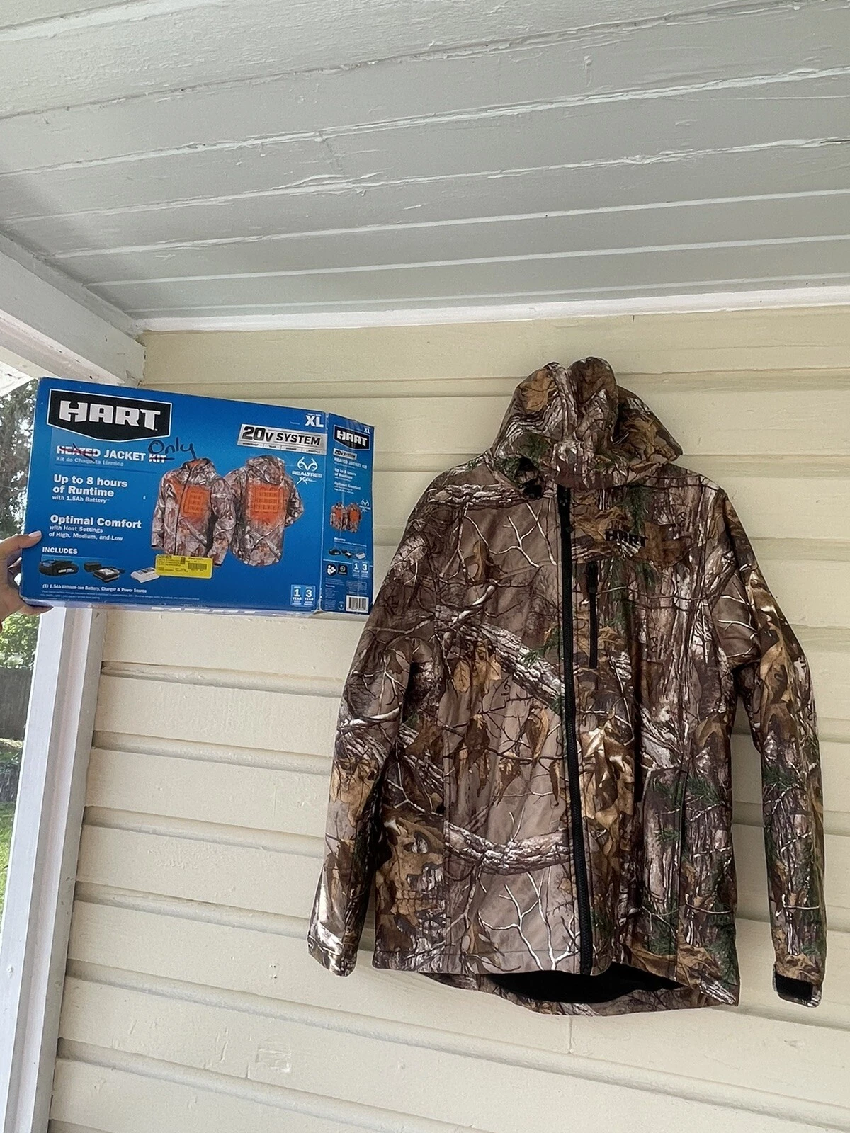 HART Heated Realtree Camo Jacket Mens XLarge hunting hoodie jacket w 20v battery