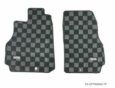P2M Checkered Flag Race Carpet Floor Mats Set for Nissan GT-R R35 Skyline New