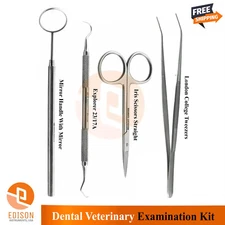 Dental Veterinary Examination Kit Pet Canine Teeth Care Scaler Scissor Mirror