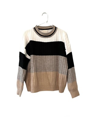 Dreamers Striped Knit Mock Neck Sweater Size M/L