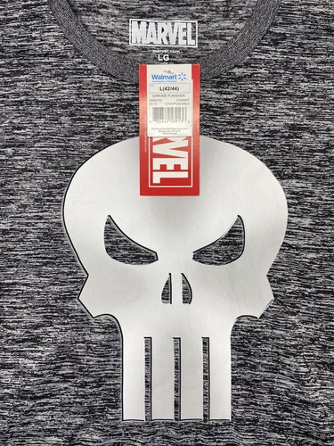 Marvel Punisher Herren Größe L Polyester Shirt hellgrau schwarz neu mit Etikett - Bild 2 von 7