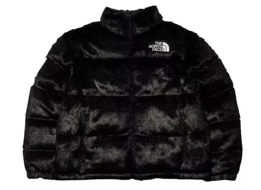 Veste Nuptse en fausse fourrure Supreme The North Face noire