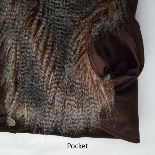 La Vee Brown & Beige Faux Fur Women's S Lined Full Zipper Front Jacket. LaVee - Picture 10 of 21