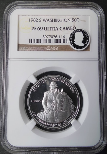 :1982-S S50C Washington Commemorative Half NGC PF 69 UCAM Ultra Cameo-Contrast - Picture 3 of 3