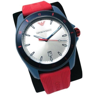 Emporio Armani Mens Analog Quartz Watch with Silicone Strap