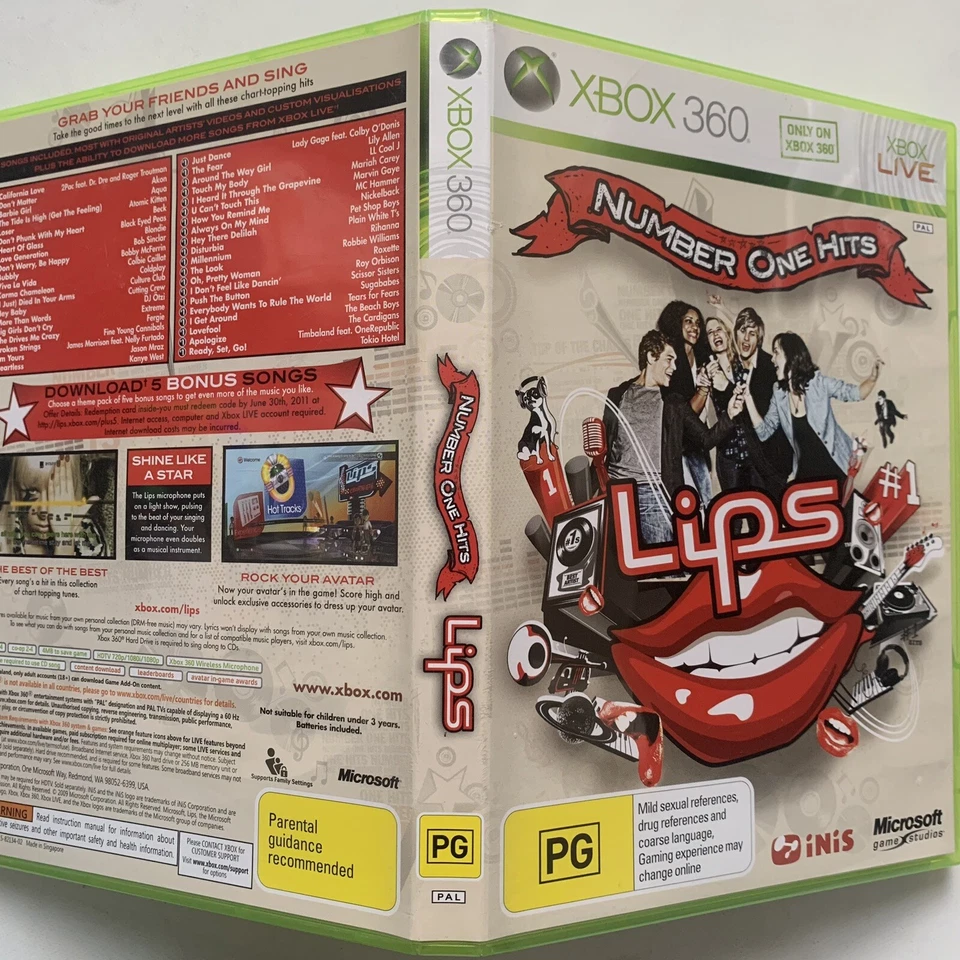 Number One Hits Lips #1 XBOX 360 Microsoft COMPLETE w/ Manual iNiS 2009 PAL - Image 3 of 4