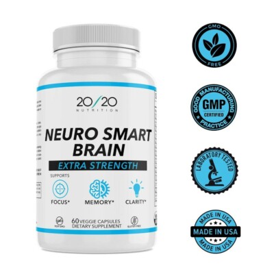20s20 Nutrition Neuro Smart Brain IQ Improve Memory, Focus,IQ Neuro Energy