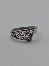 Vintage Sterling Silver 925 Scroll Filigree Curved Band Ring Size 6
