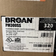 Broan-NuTone PM300SS Custom Powerpack Range Hood Insert Stainless Steel w/ LED