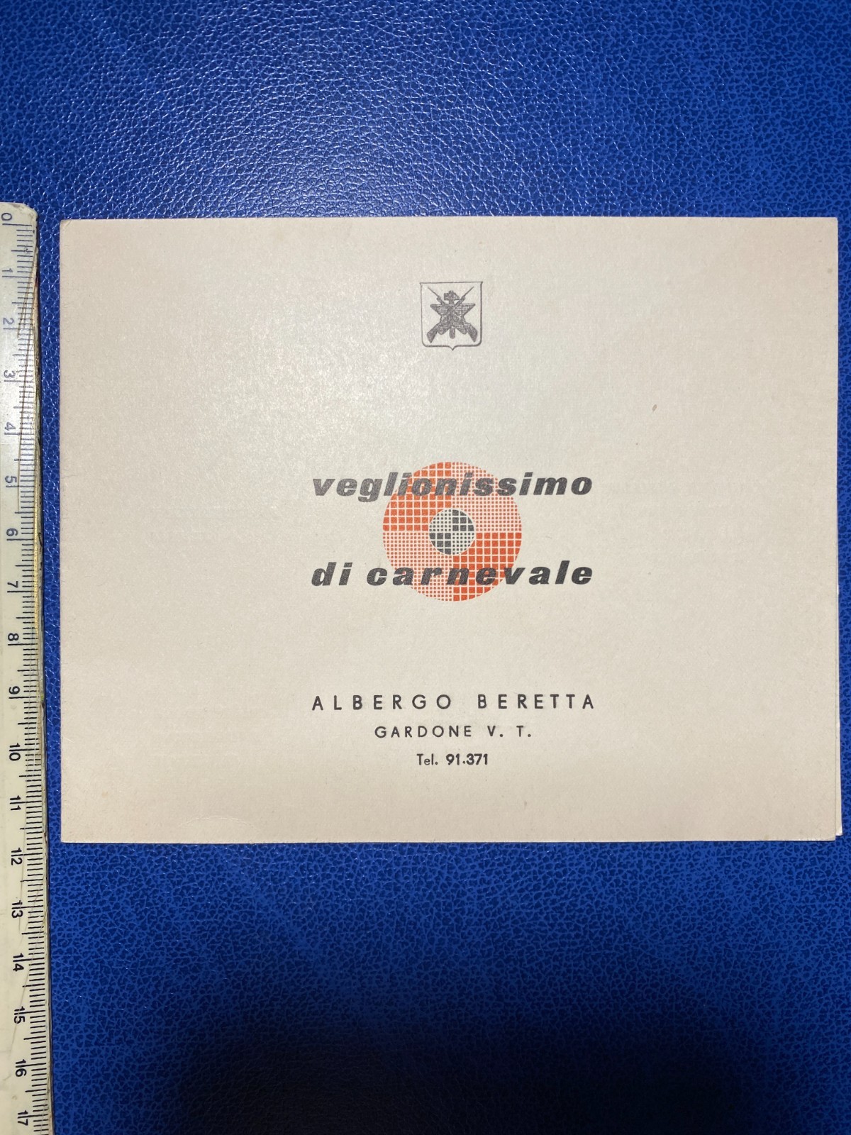 VECCHIO INVITO VEGLIONE CARNEVALE ALBERGO BERETTA GARDONE V. T., BRESCIA