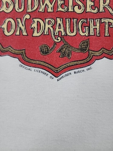 VINTAGE Budweiser Shirt Small Anheuser Busch Beer Henley Thermal Chain Stitch - Picture 6 of 11