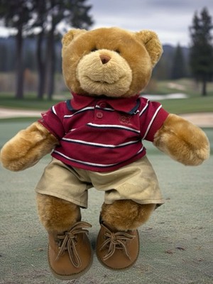 Build A Bear Teddy Golf Polo, Khaki Shorts, Timberland Boots Stuffed Animal BAB