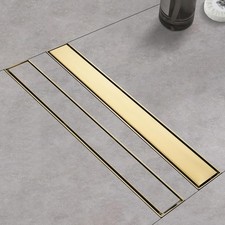 Linear Shower Drain  with Tile Insert Panels  18 Inch Brushed Gold 304 Stainl...