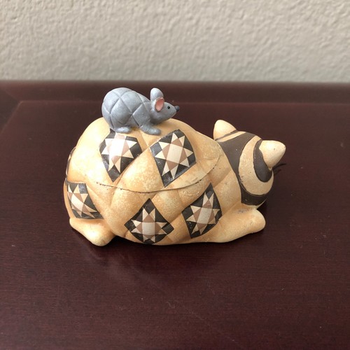 Vintage Patchwork Giftware Cat Trinlet Box with Mouse Multi Color - 第 5/6 張圖片