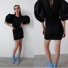 Zara Black Puff Sleeve Dress