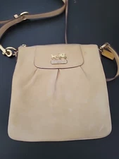 Coach Tan Leather Madison Logo Legacy Crossbody Bag Purse 41980