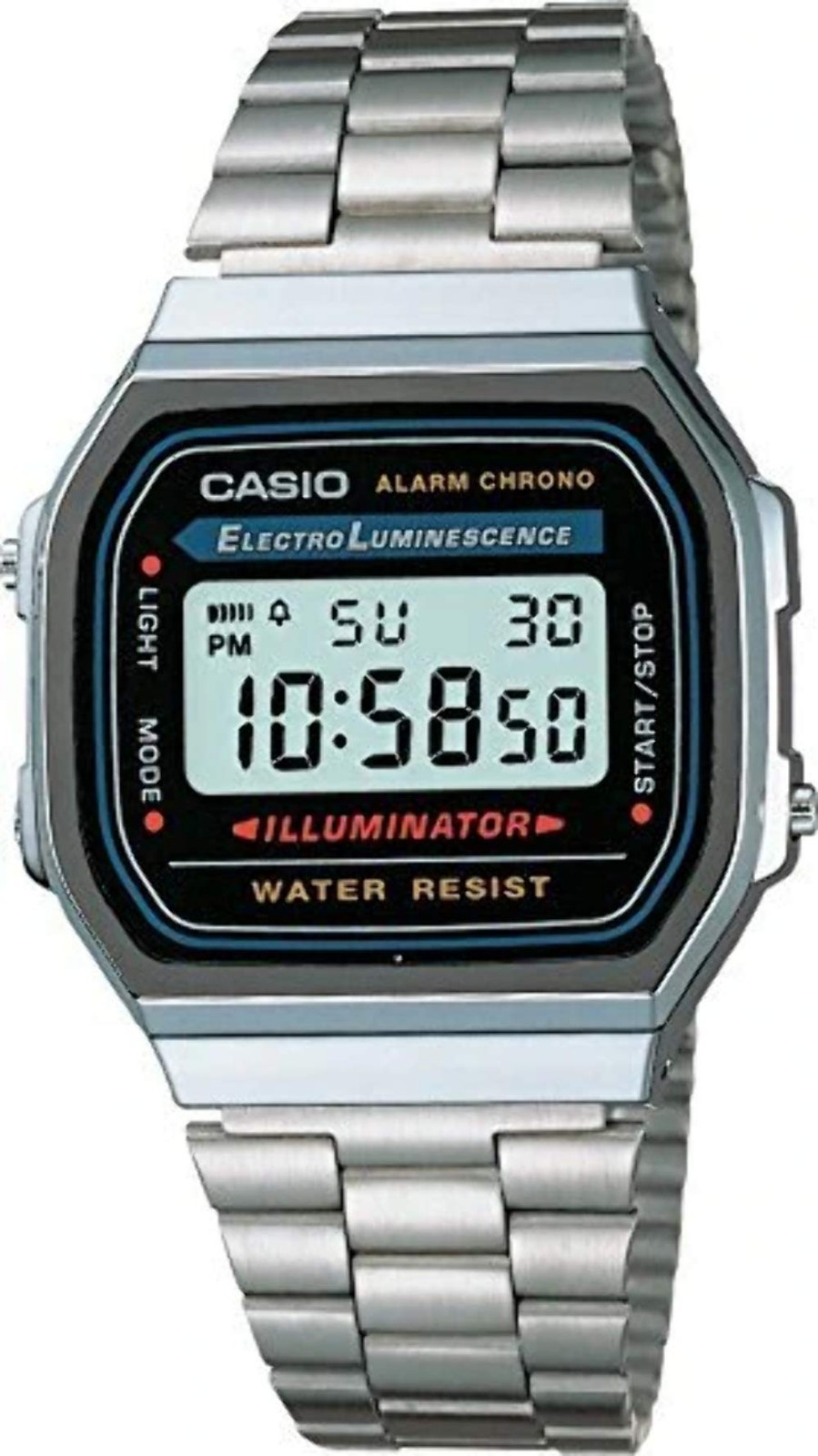 Casio Men's A168WA-1 Classic Digital Grey Dial Stainless Steel Watch