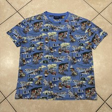 Polo Ralph Lauren Paris Polo Bear AOP Shirt Mens L Blue All Over Classic Fit Tee
