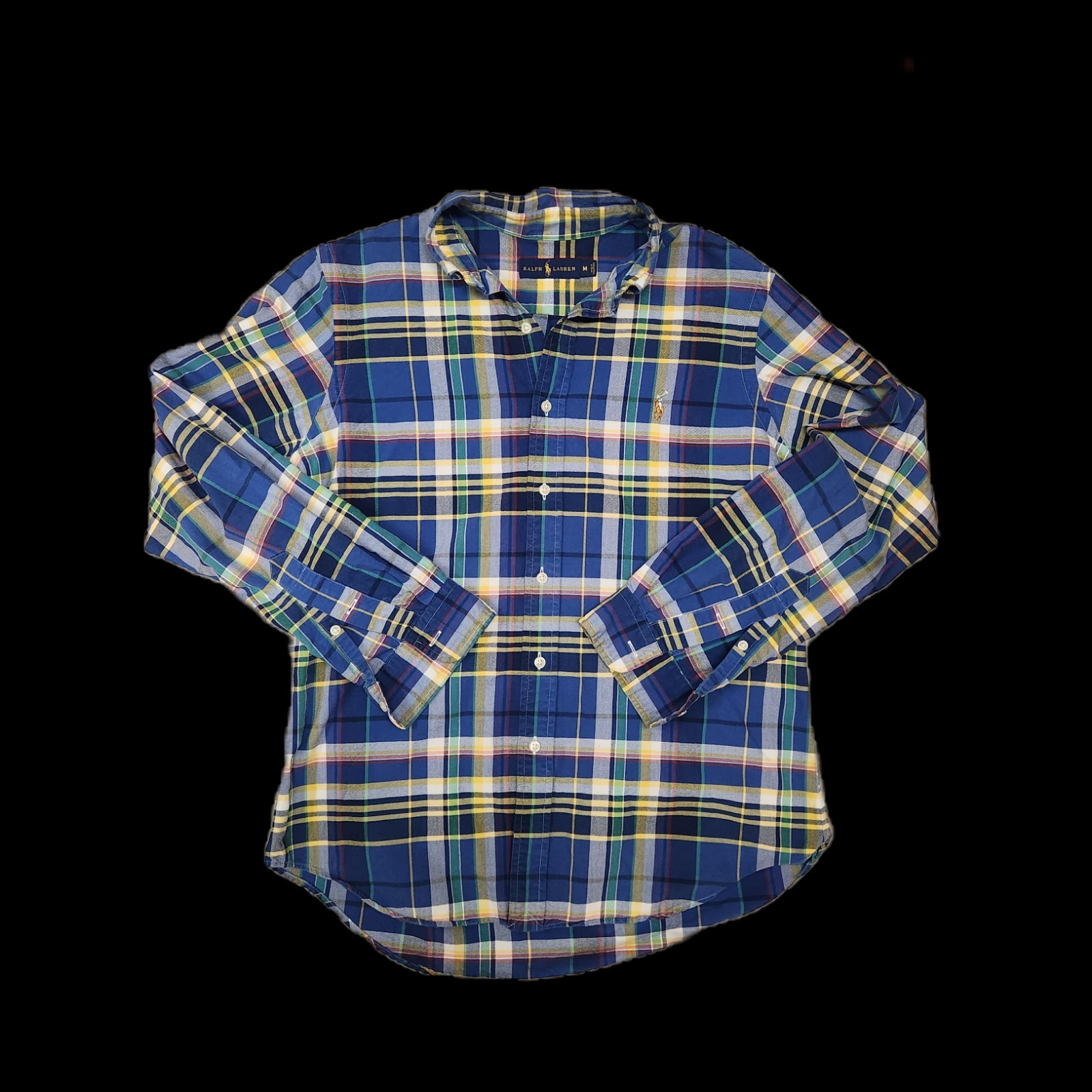 Polo Ralph Lauren Classic Fit Performance Flannel Shirt Blue Plaid Men's Medium