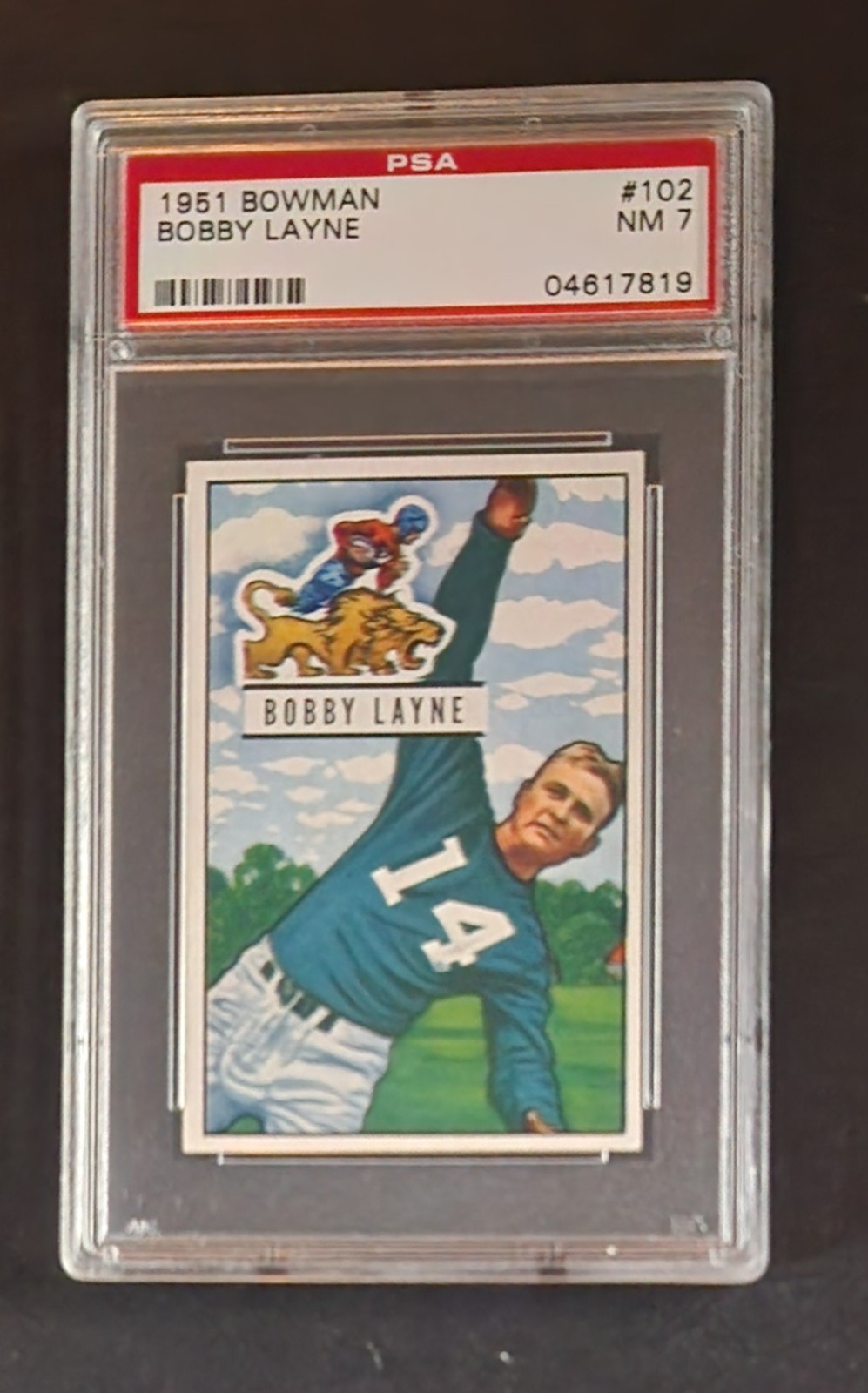 1951 Bowman Football #102 Bobby Layne PSA 7 NM Detroit Lions NFL HOF