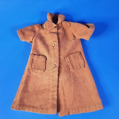 Vintage Fashion Doll Barbie Clone Swing Coat 1960s Brown Corduroy Handmade