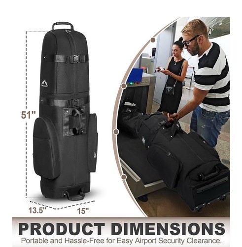 Himal Outdoors Soft-Sided Golf Travel Bag with Wheels- Heavy Duty 600D Polyester - Picture 5 of 5