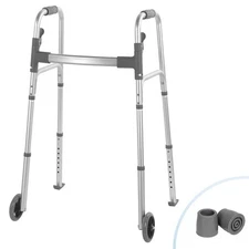 Naipo Compact Folding Walker w/ Trigger Release & Glide Skis 350lbs Support