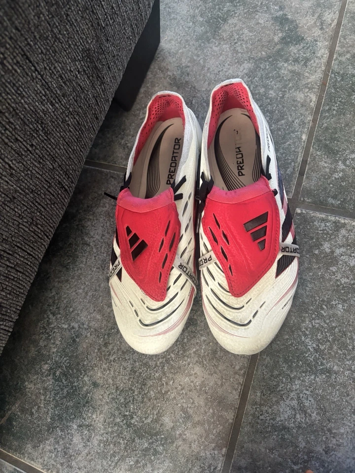 Adidas Predator Elite FG Cleats Size 7 Off White Red Black Colors - Image 3 of 4