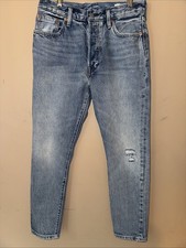 Levis 501 White Oak Cone Redline Selvedge Denim, 29x28 Distressed Women  s