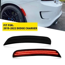 Smoked LED Rear Red Bumper Side Marker Light Reflector For Dodge Charger 2015+