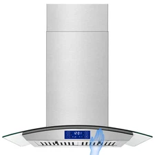30in Island Mount Range Hood 700CFM Stainless Steel Touch/Gesture Control  Vent