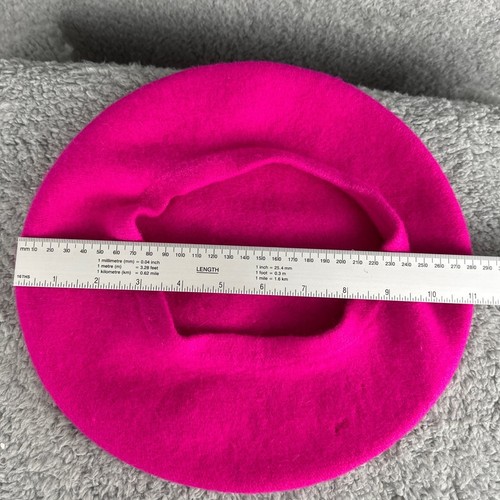 Vintage French Beret Hot Pink 100% Soft Wool One Size Sophisticated Edgy Chic - Picture 6 of 7