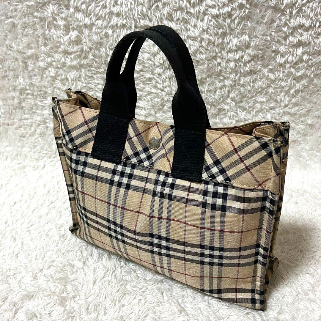 Auth BURBERRY BLUE LABEL Nova Check Tote Hand Bag Purse Nylon