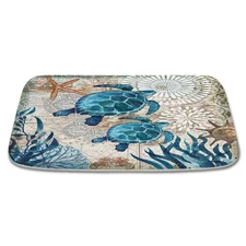 Final Friday Sea Turtles Nautical Blue Ocean Beach Animals Bath Rugs Non Slip...
