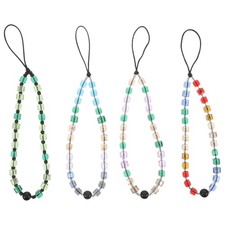 4 Pcs Crystal Lanyard Camera Wrist Strap Beaded Mobile Phone Chain