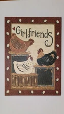 Saltbox Illustrations Girlfriends Chicken Farm Themed Greeting Card by Deb