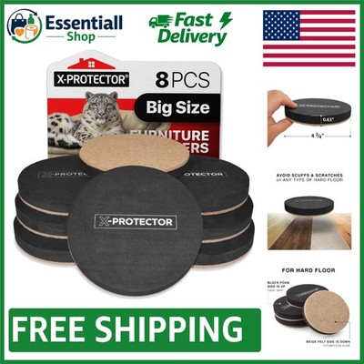 Felt Furniture Sliders   8 Piece Set for All Hard Surfaces & Scratch Prevention