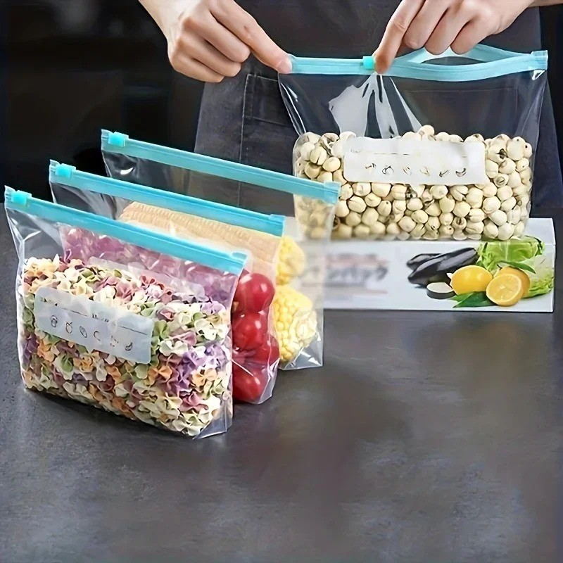 Bolsas de almacenamiento de alimentos reutilizables 45 piezas bolsas de congelador con cierre de cremallera a prueba de fugas