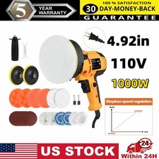 1000W Car Polisher Buffer Sander Auto Polishing Machine w/ 5" Pad Bonnet Kit Set
