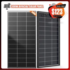 Bifacial 300W Watt 12V Solar Panel 18BB Mono HighEfficiency PV for Sunsh/RV/Home
